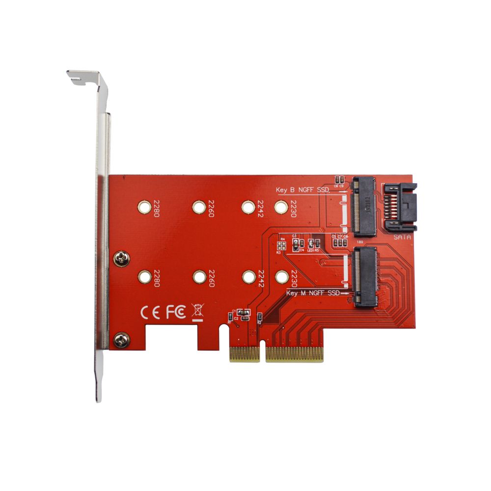 Caddy Carte PCI Express 4X Supporte SSD Format M.2 NGFF M.2 NVME 2 en 1