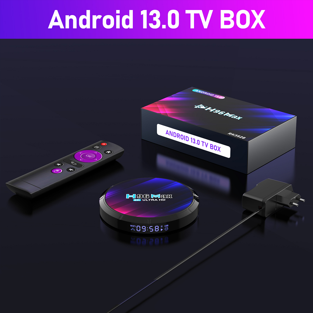 Boîtier IPTV Box Quad Core 64bits - RAM 4Go - ROM 64Go - 4K UHD - Wifi 6 - BT 5.0 - Android 13