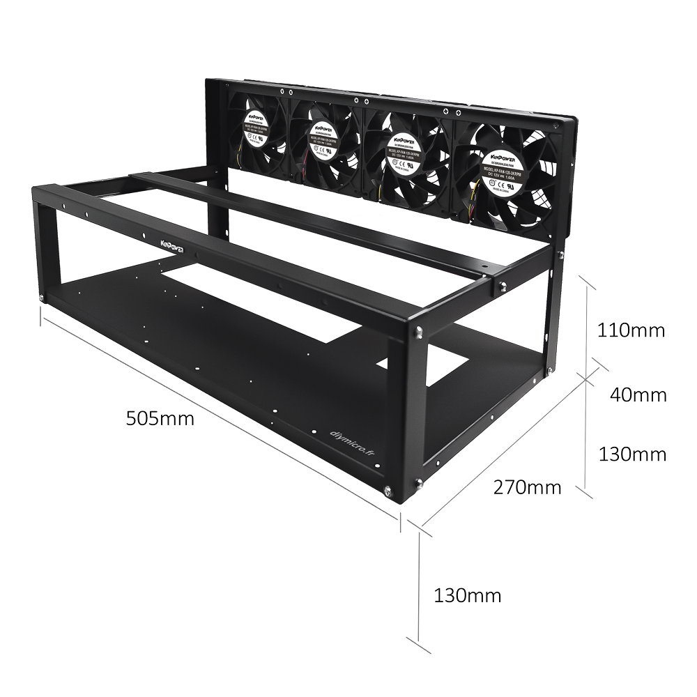 Cadre Rig Mining Ouvert Support 6 GPU Pour l'extraction Crypto Monnaie