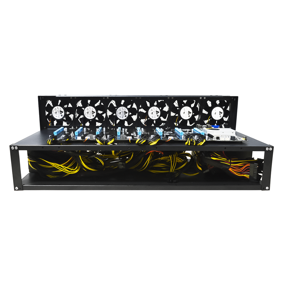 Rig Minage Plateforme Ouverte Sans GPU Avec Alimentation 3600W - 8G Ram - 480G SSD - 6 Fan Supportant Jusqu'à 8 GPU