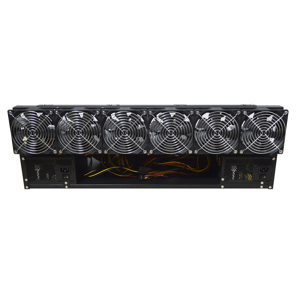 Rig Minage Plateforme Ouverte Sans GPU Avec Alimentation 3600W - 8G Ram - 480G SSD - 6 Fan Supportant Jusqu'à 8 GPU