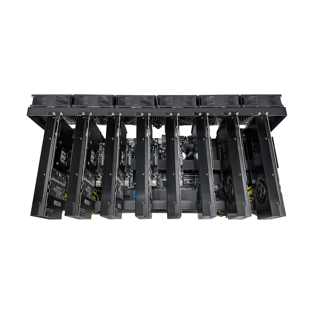 Rig Minage Plateforme Ouverte Avec 8 GPU RTX 3080 - 8G Ram - 500G SSD - 4000W - 6 Fan