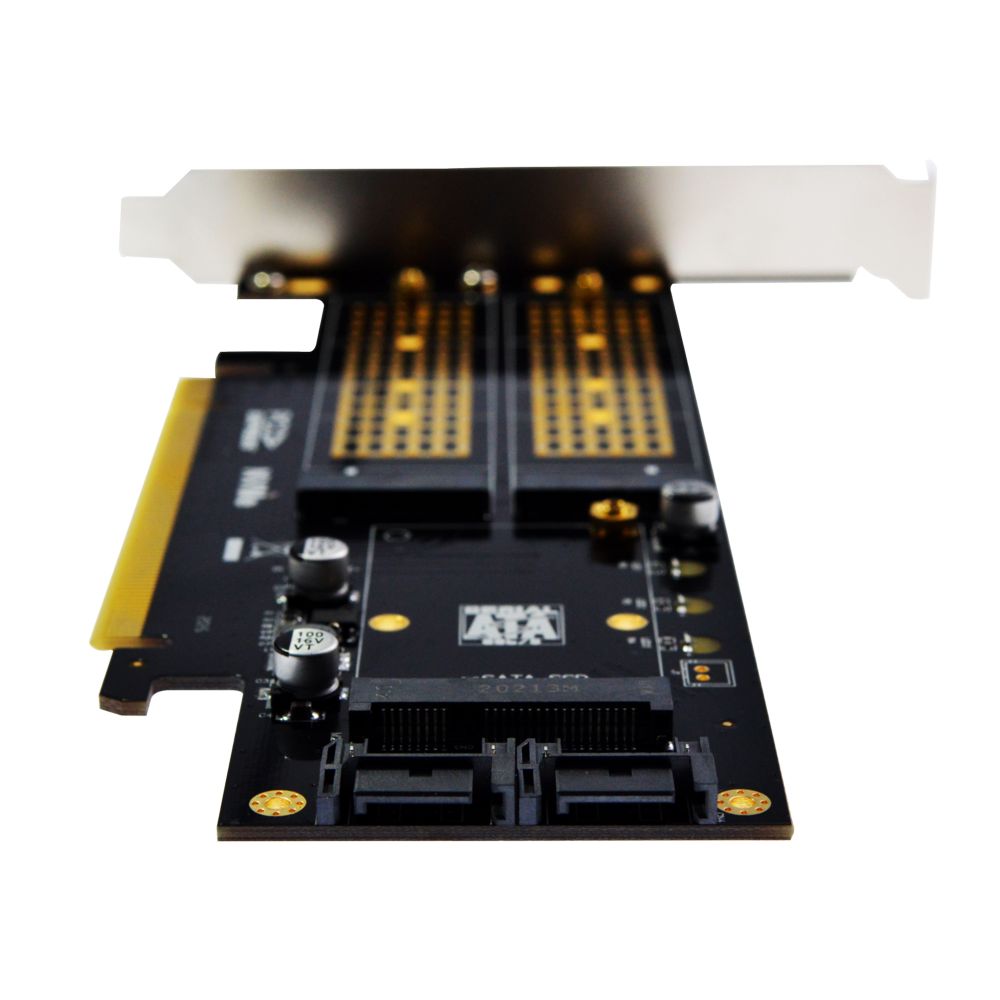 Caddy Carte PCI Express 16X Supporte SSD Format M-SATA M.2 NGFF M.2 NVME 3 en 1