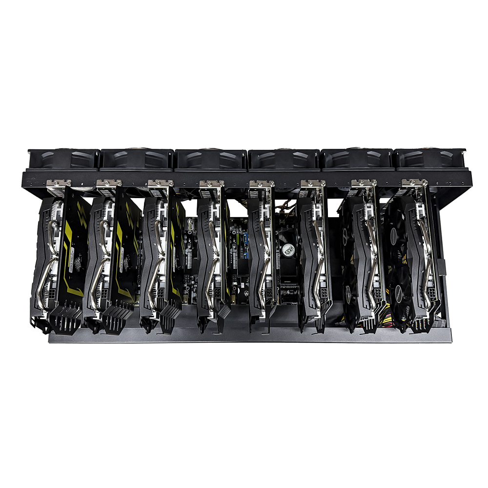 Rig Minage Plateforme Ouverte Avec 8 GPU RTX 3060 Ti - 8G Ram - 500G SSD - 2600W - 6 Fan
