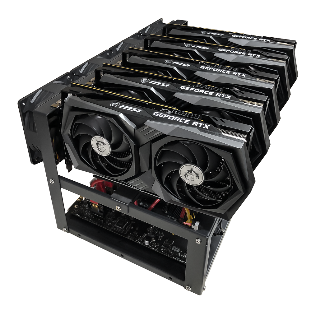 Rig Minage Plateforme Ouverte Avec 5 GPU RTX 4070 - 2600W - 8G Ram - 500G SSD - 4 Fan