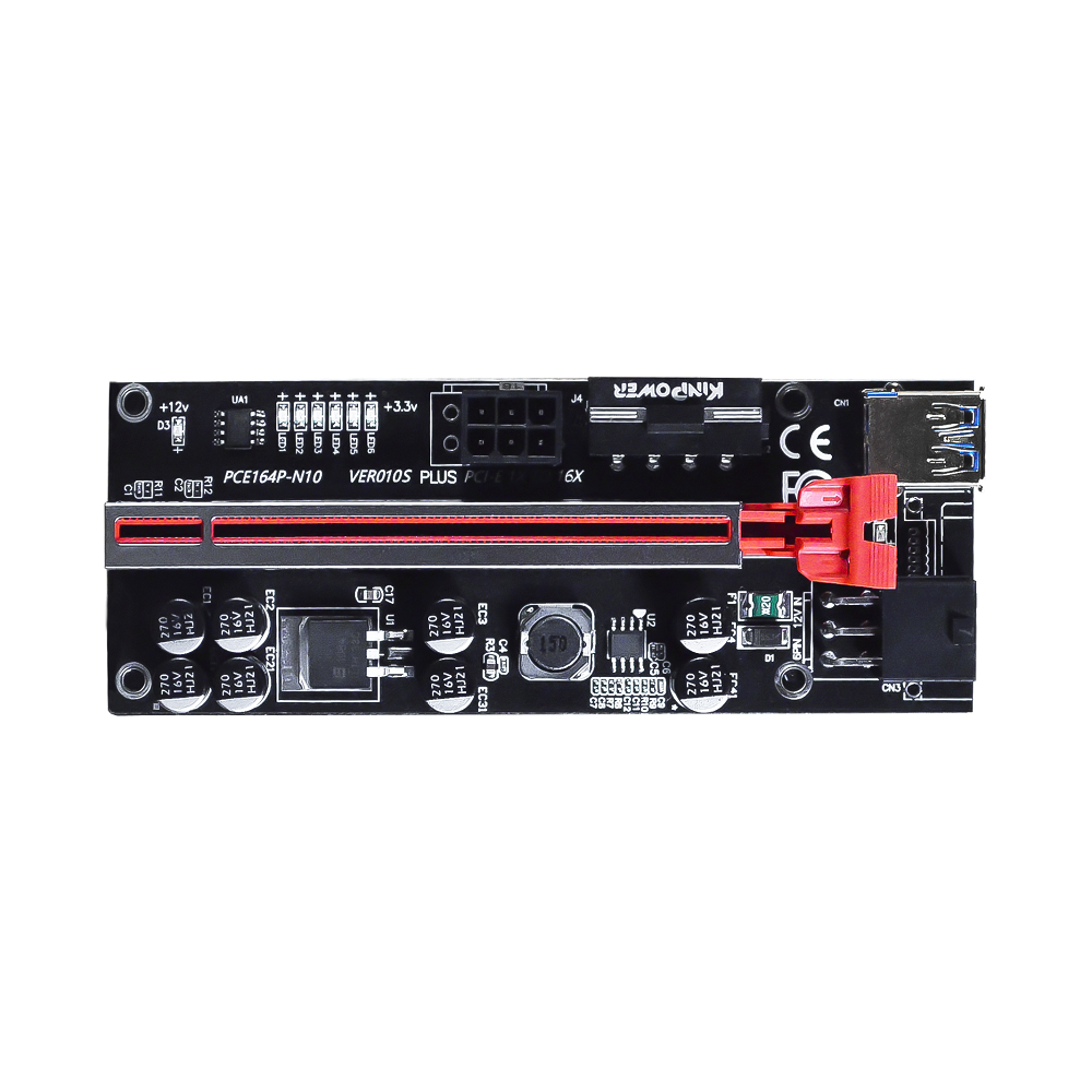 Carte Riser PCI-Express VER010S 16x à 1x Extension Graphique Dual-6pin Molex