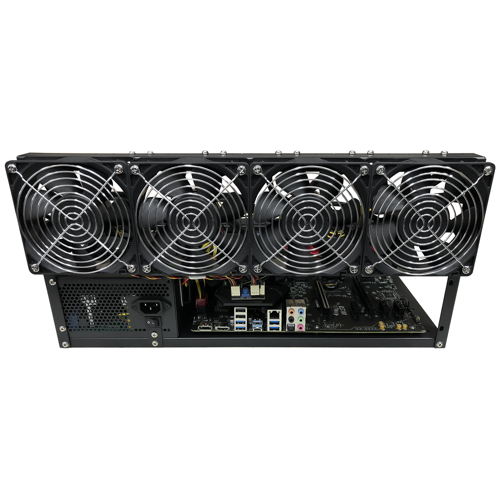 Rig Minage Plateforme Ouverte Sans GPU Avec Alimentation 2000W - 8G Ram - 240G SSD - 4 Fan Supportant Jusqu'à 5 GPU