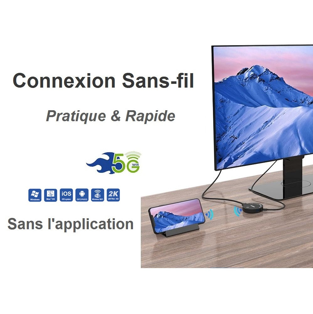 Récepteur d'affichage Dongle HDMI 5G Full HD 1080P 2 en 1