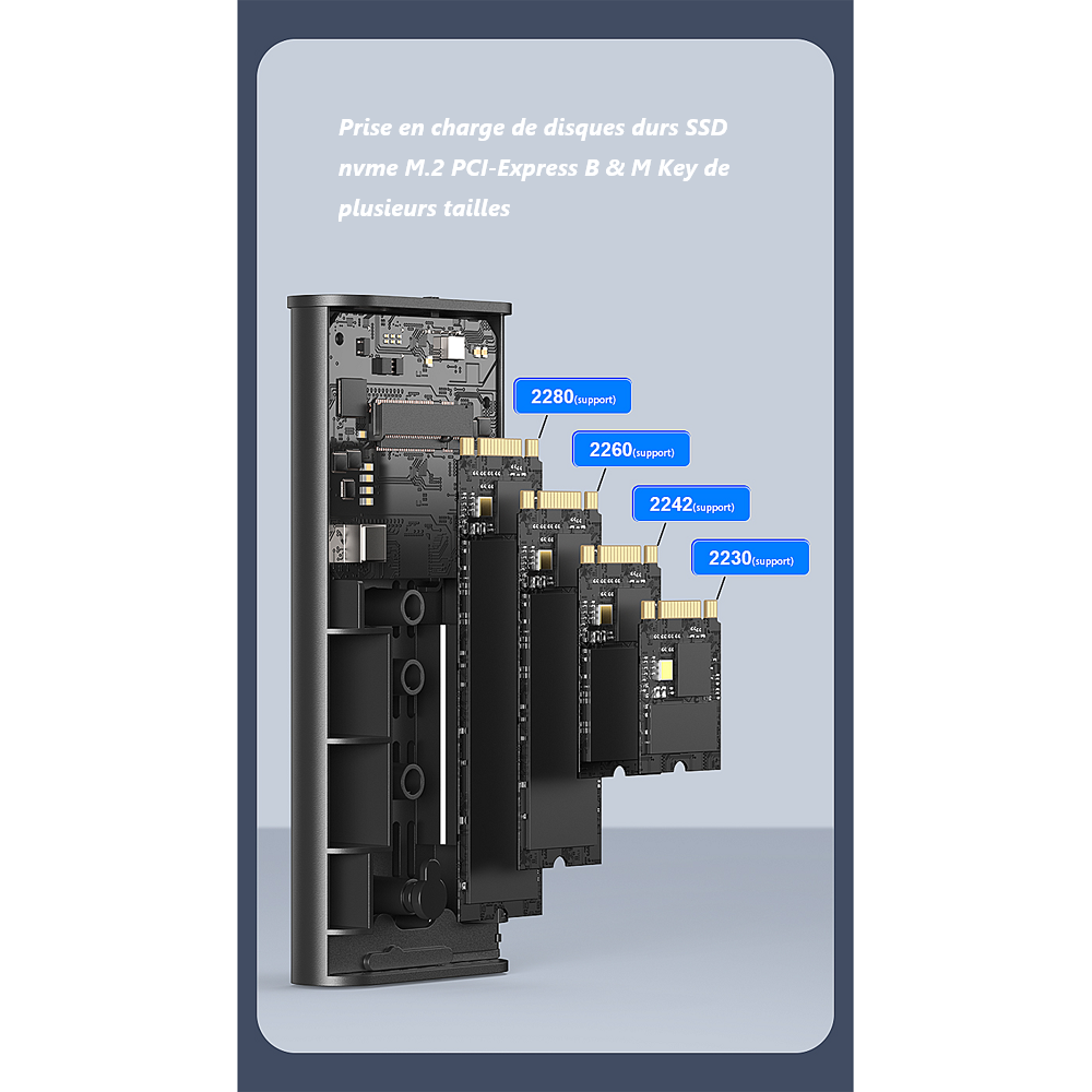Boîtier externe pour SSD M.2 Nvme M Key USB C Thunderbolt 4 40Gbps