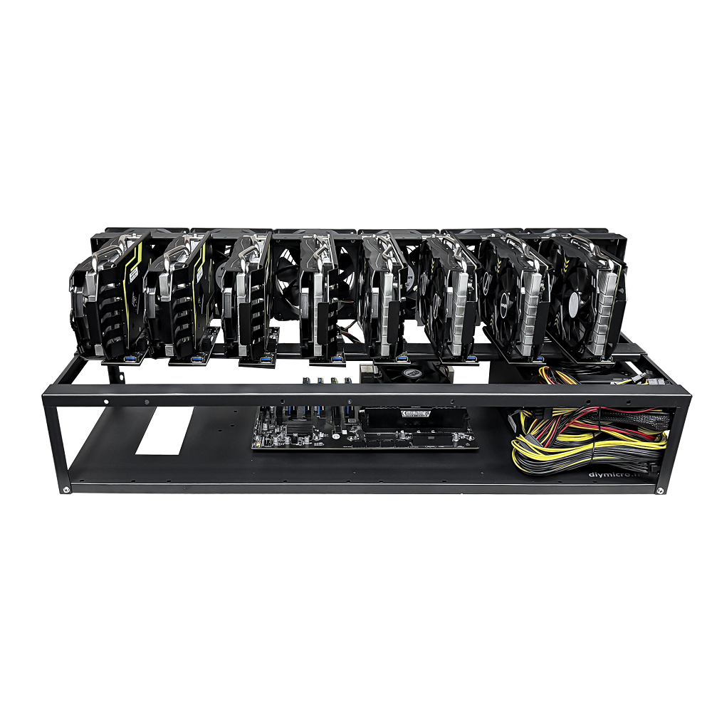 Rig Minage Plateforme Ouverte Avec 8 GPU RTX 3060 Ti - 8G Ram - 500G SSD - 2600W - 6 Fan