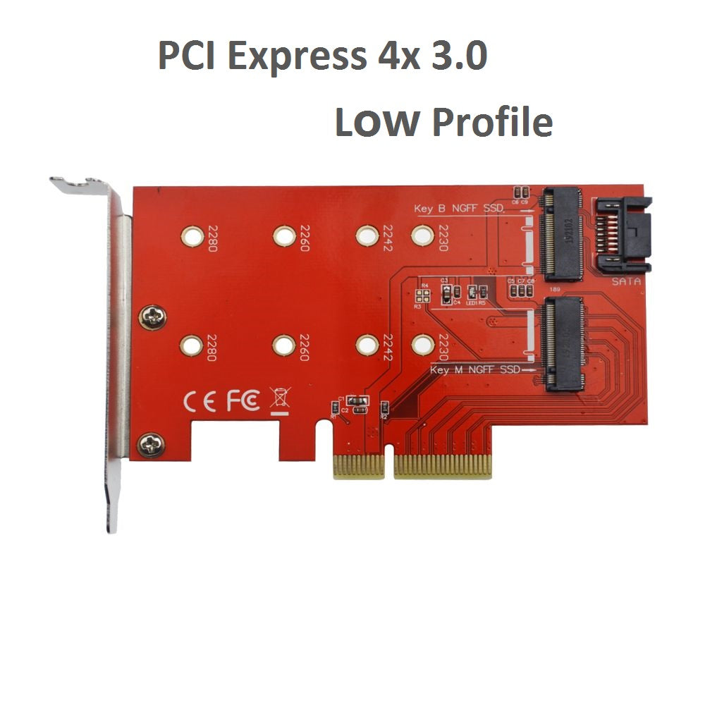 Caddy Carte PCI Express 4X Supporte SSD Format M.2 NGFF M.2 NVME 2 en 1