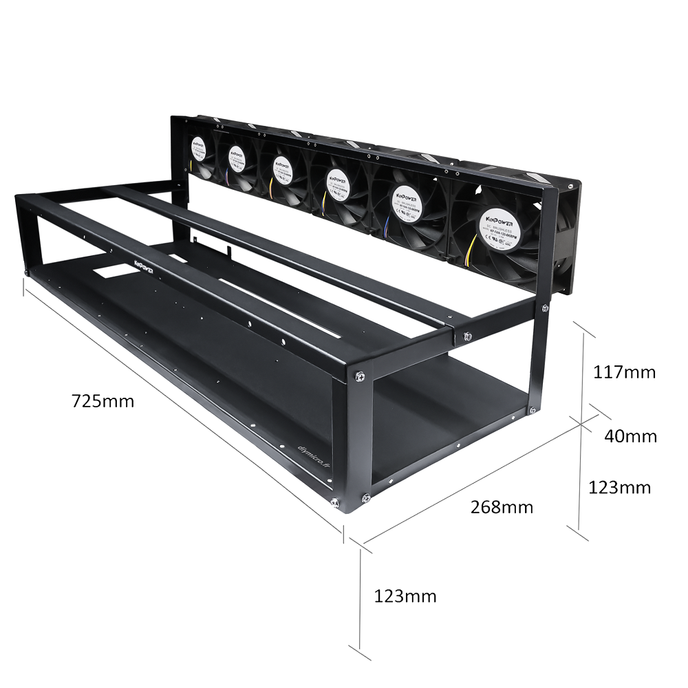 Cadre Rig Mining Ouvert Support 12 GPU Pour l'extraction Crypto Monnaie