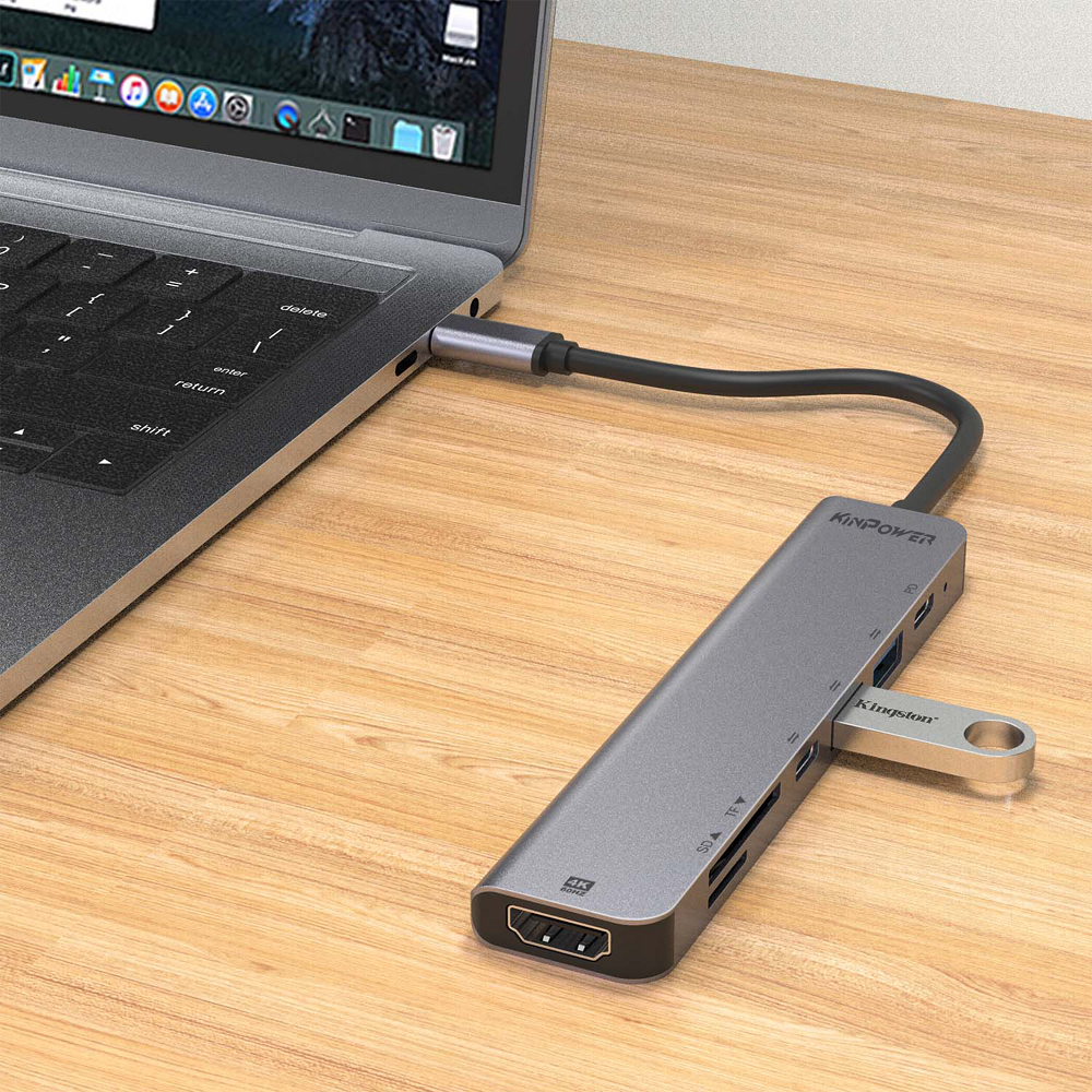 Adaptateur Concentrateur Type C vers HDMI 4K,USB3.0,Lecteur SD/TF,Type C Data/PD 5 en 1