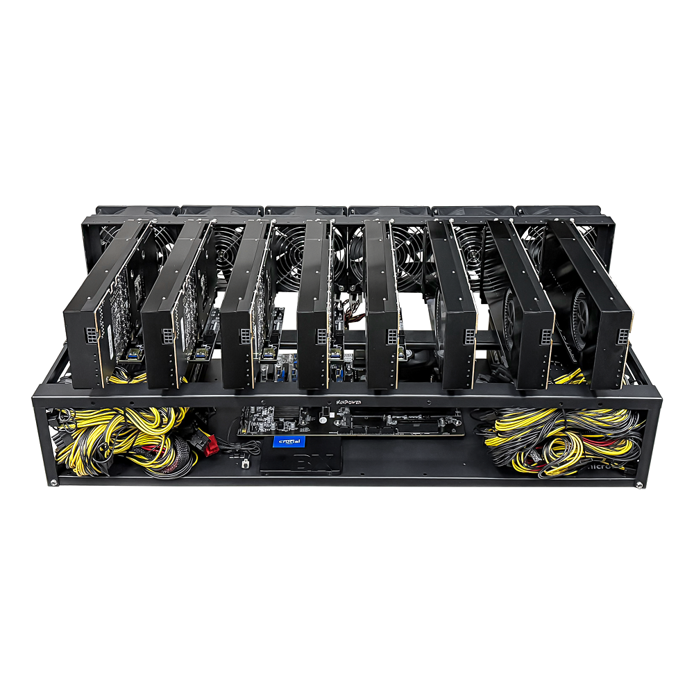 Rig Minage Plateforme Ouverte Avec 8 GPU RTX 4070 Ti Super - 8G Ram - 500G SSD - 4000W - 6 Fan