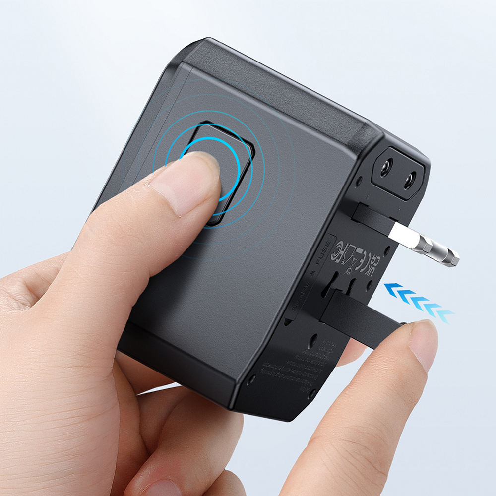 Adaptateur de Voyage Prises Internationnal avec 1 USB C PD et 2 USB A