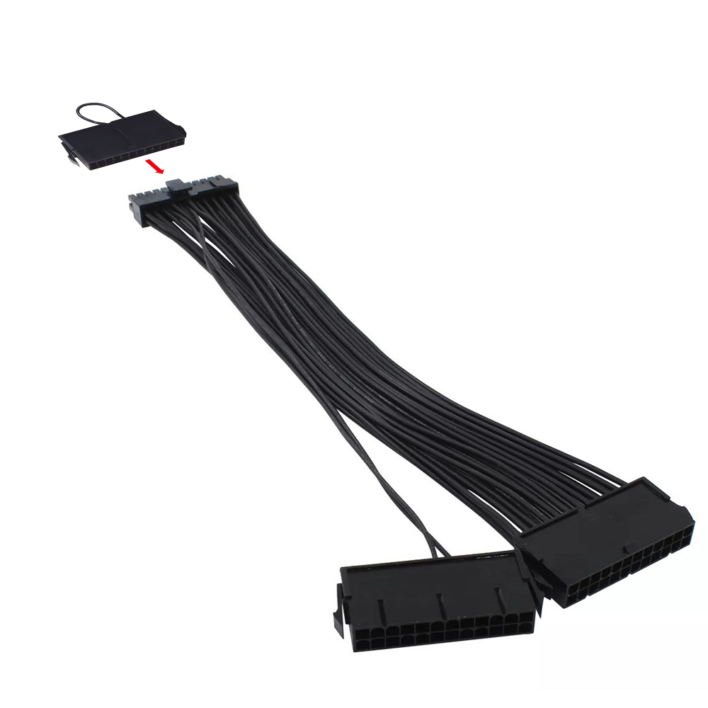 Câbles d'alimentation Dual PSU ATX 24Pin 1 Mâle vers 2 Femelle