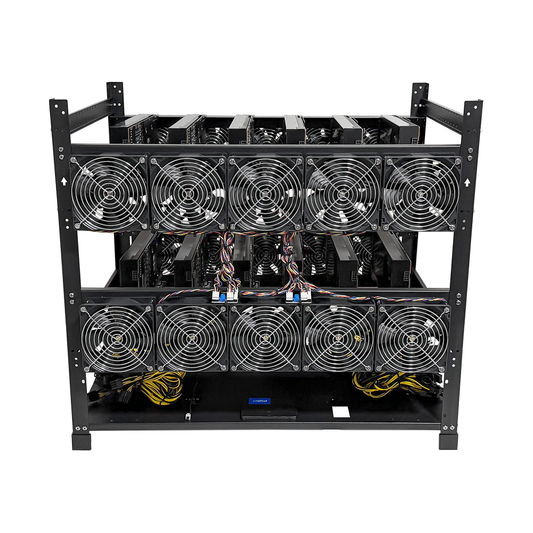 Rig Minage Plateforme Ouverte Avec 12GPU RTX 4070 Ti Super - 5200W - 8Go Ram - 500Go SSD - 10 Fan