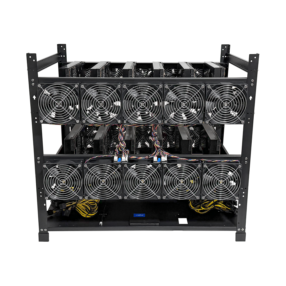 Rig Minage Plateforme Ouverte Avec 12GPU RTX 3090- 5200W - 8G Ram - 500Go SSD - 10 Fan