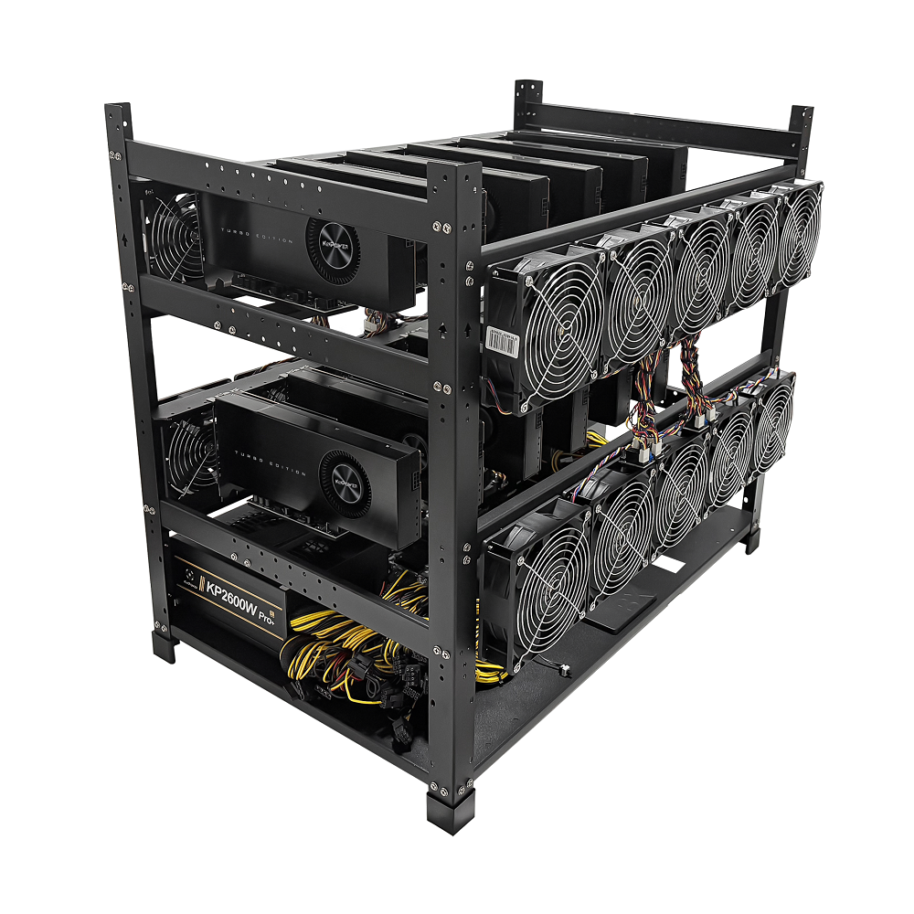 Rig Minage Plateforme Ouverte Avec 12GPU RTX 4070 Ti - 5200W - 8Go Ram - 500Go SSD - 10 Fan