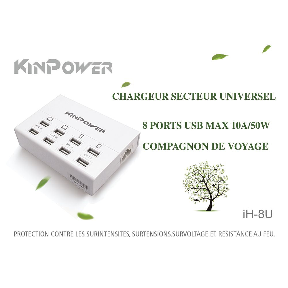 Multi-ports Chargeur USB 8 ports Puissance 65W