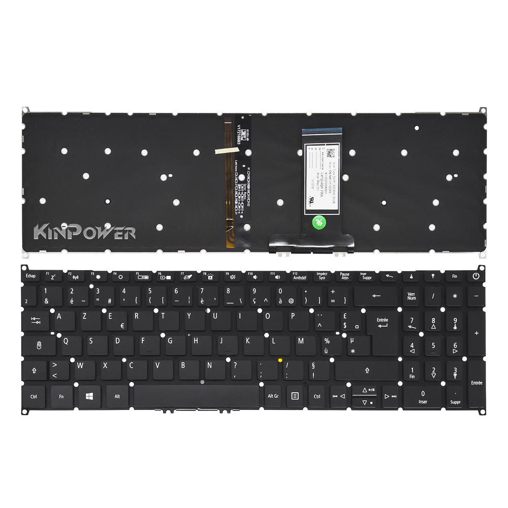 Clavier Azerty Français Compatible avec Acer Aspire 7 A715-42 A751-41G Rétro-éclairage