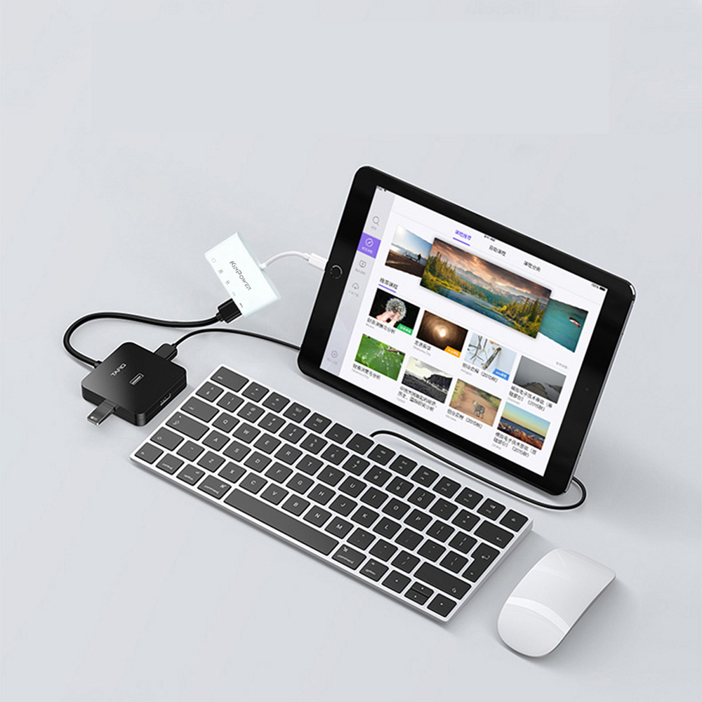 Adaptateur Concentrateur Lightning vers Ethernet RJ-45 avec Port USB OTG SD/TF et Port de Charge Lightning 5 en 1