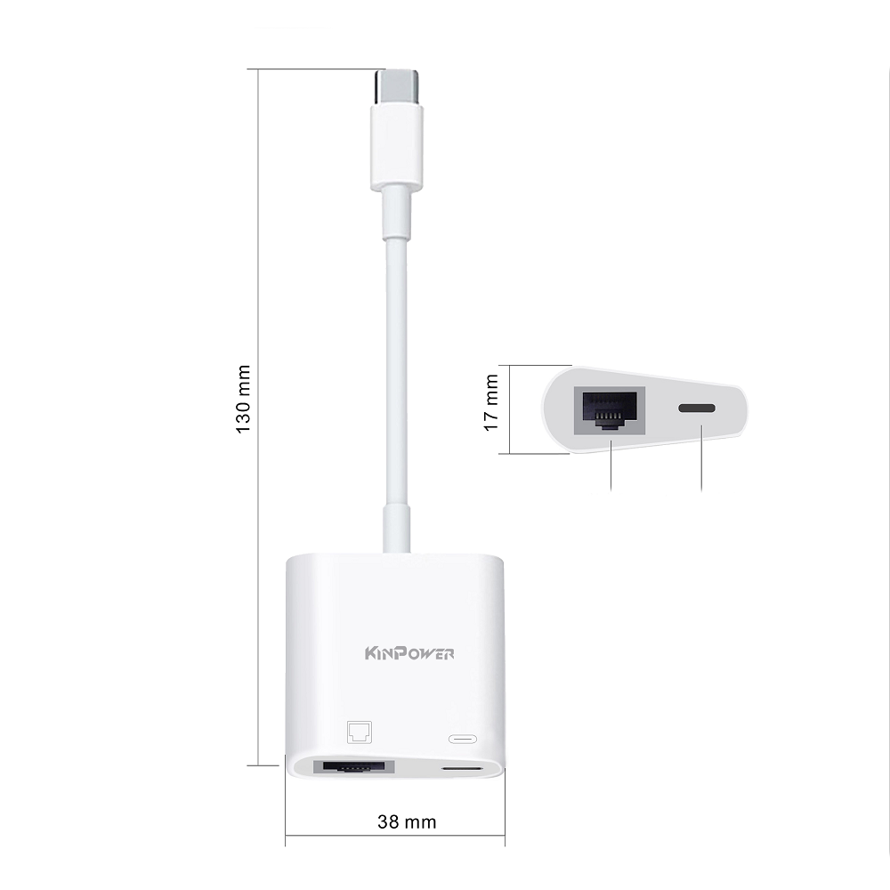 Adaptateur Concentrateur Type C vers Ethernet RJ-45 avec port charge Type C 2 en 1