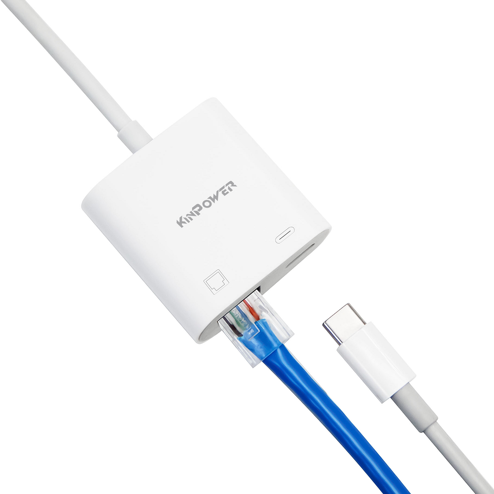 Adaptateur Concentrateur Type C vers Ethernet RJ-45 avec port charge Type C 2 en 1
