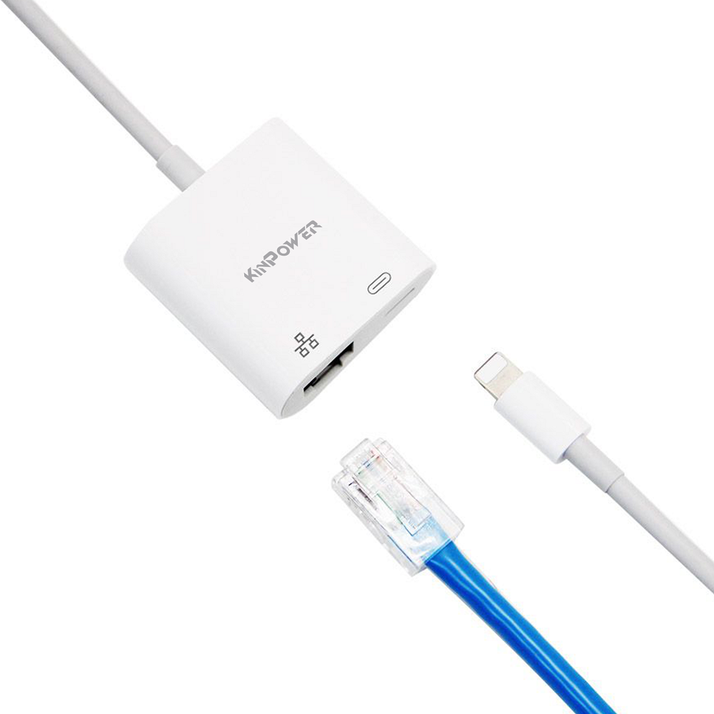Adaptateur Concentrateur Lightning vers Ethernet RJ-45 avec Port de charge Lightning 2 en 1