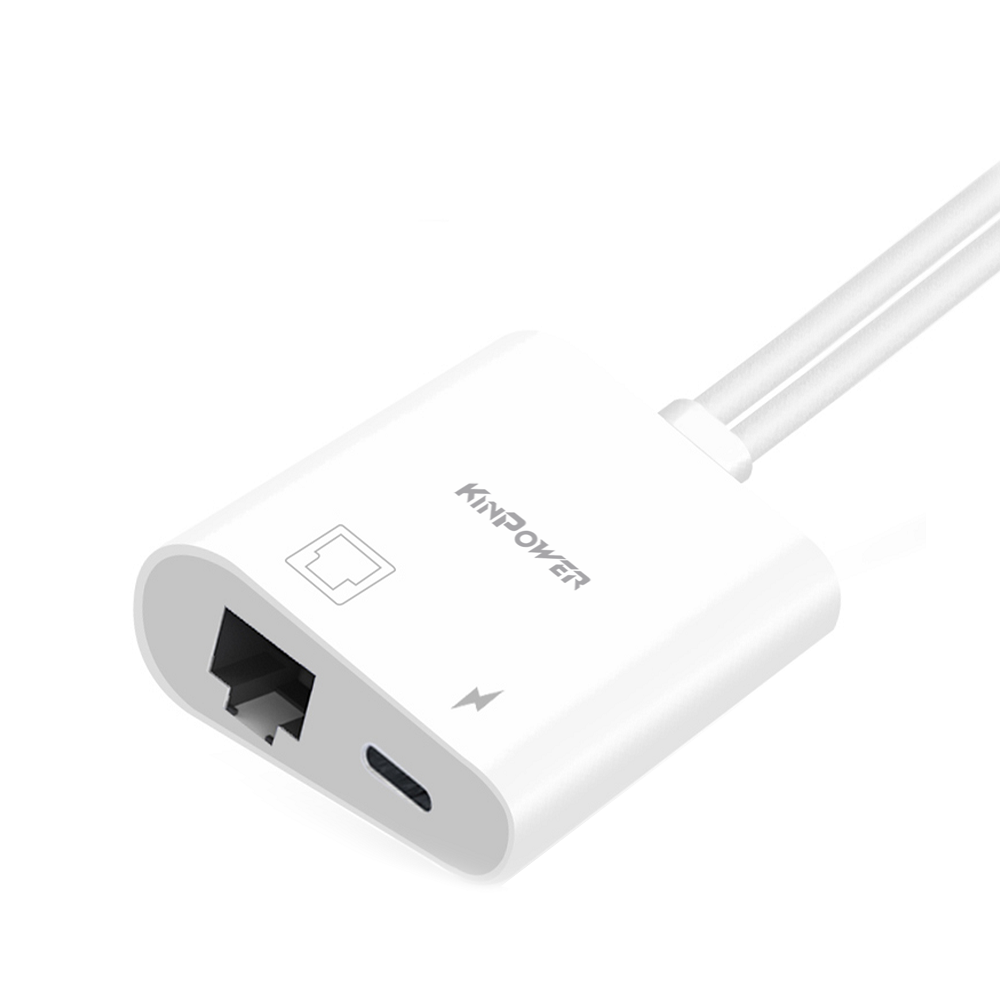 Adaptateur Concentrateur Lightning et Type C vers Ethernet RJ-45 avec port de charge Lightning 3 en 1