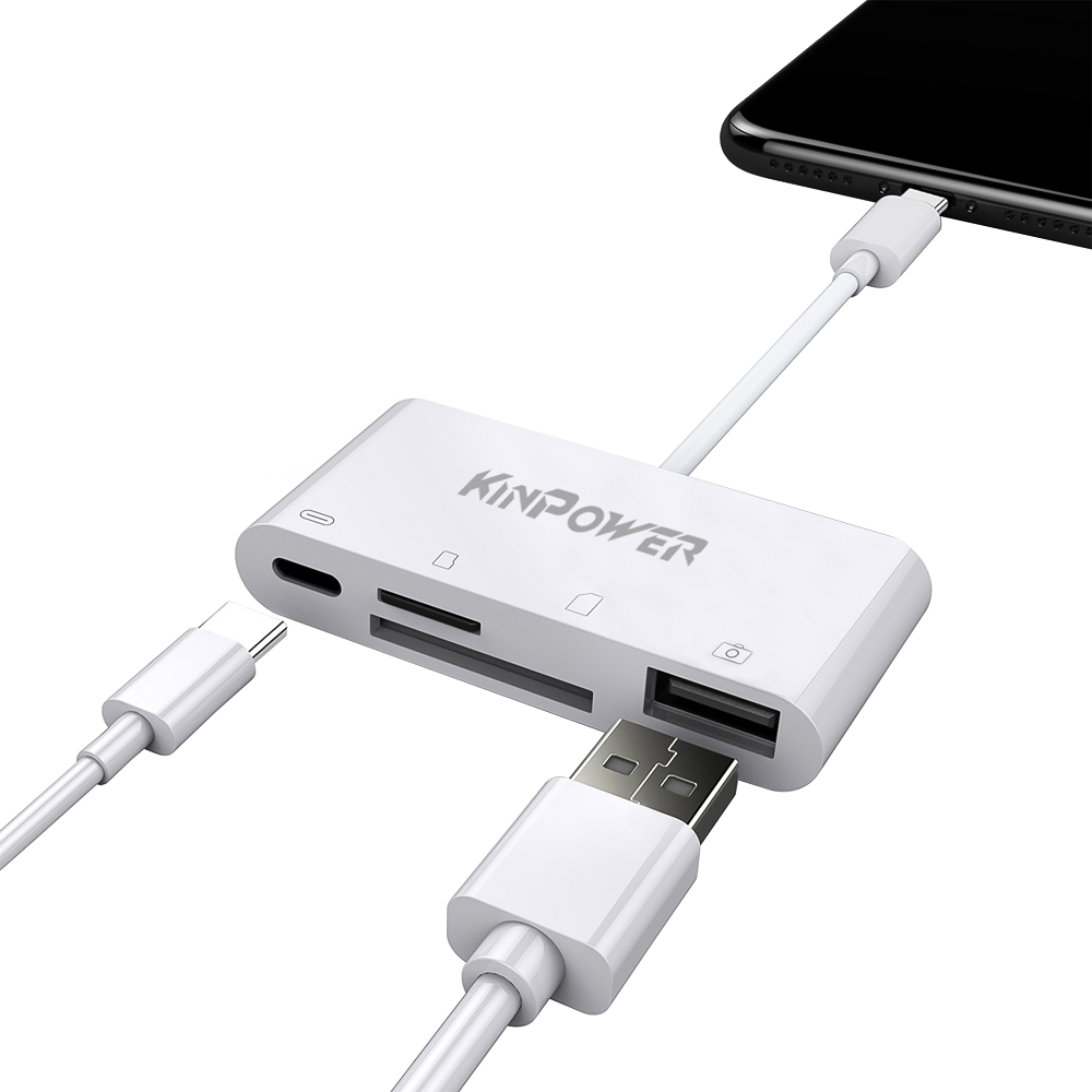 Adaptateur Concentrateur Type C vers Port USB OTG,Lecteur SD/TF et Port de charge Type C 3 en 1