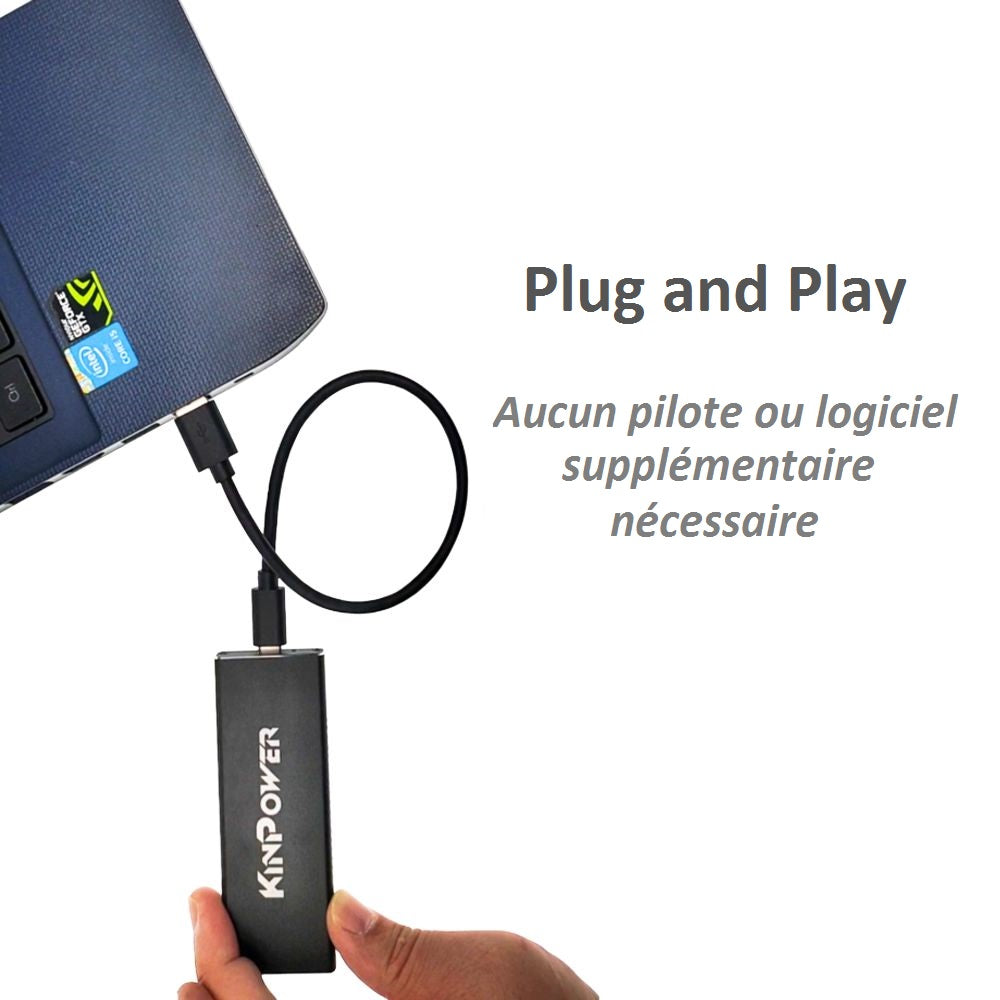 Boîtier externe pour disque dur SSD M.2 Nvme M Key vers USB Type C v3.1