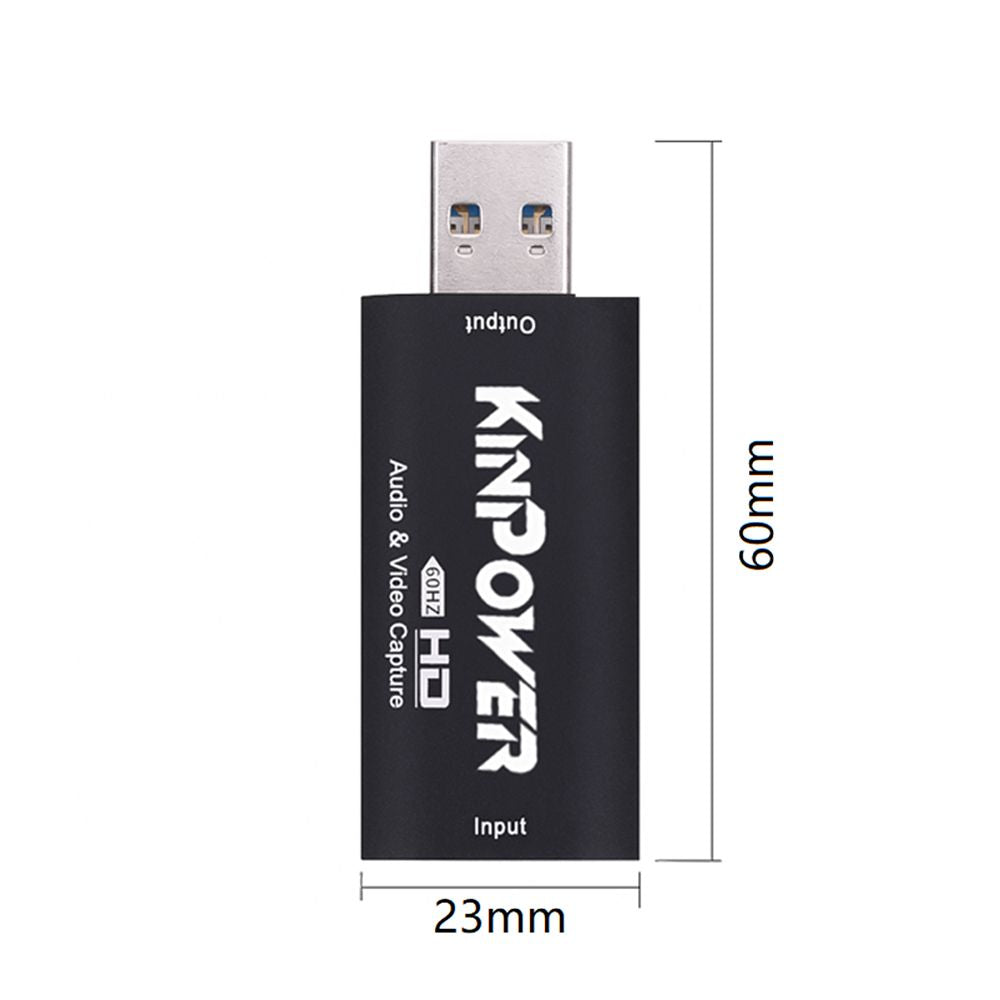 Kinpower Adaptateur Capture Vidéo 60FPS Full HD 1080p Enregistrement HDMI vers USB 2.0
