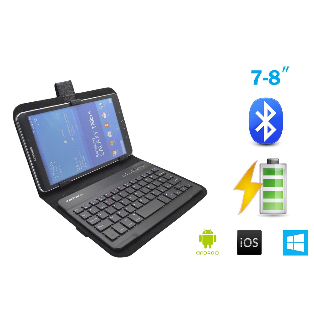 Etui de protection universel avec clavier azerty bluetooth rechargeable pour Tablettes 7-8''