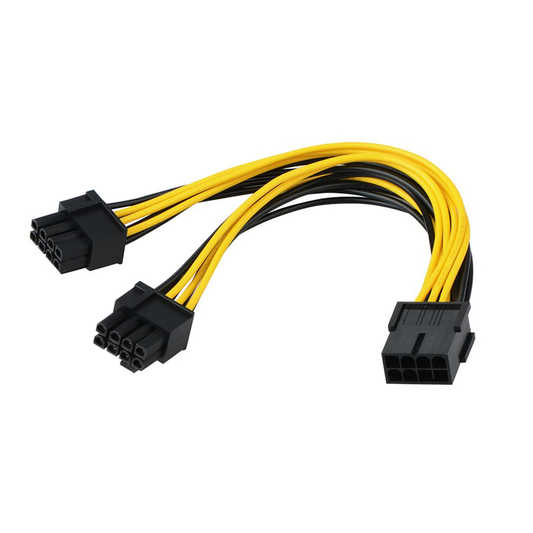 Câbles d'alimentation PCI-E 8 broches Femelle vers double 8 broches (6+2) Mâle 30cm