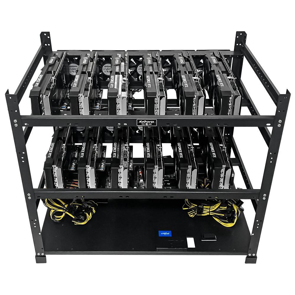 Rig Minage Plateforme Ouverte Avec 12GPU RTX 3060 Ti - 5200W - 8G Ram - 500Go SSD - 10 Fan