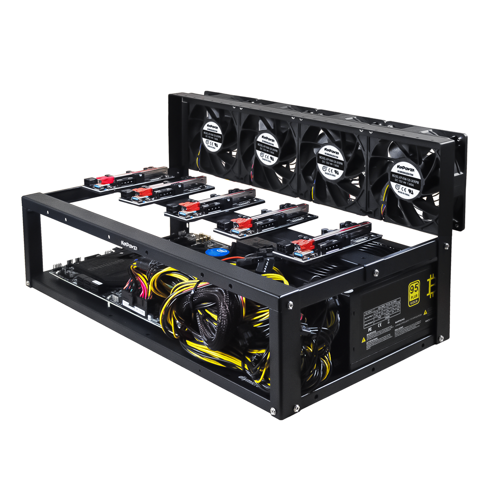 Rig Minage Plateforme Ouverte Sans GPU Avec Alimentation 2000W - 8G Ram - 240G SSD - 4 Fan Supportant Jusqu'à 5 GPU