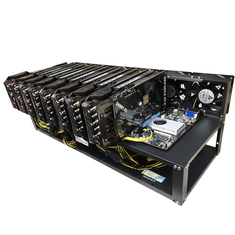 Cadre Rig Mining Ouvert Support 8 GPU Sans Ventilateur Pour l'extraction Crypto Monnaie