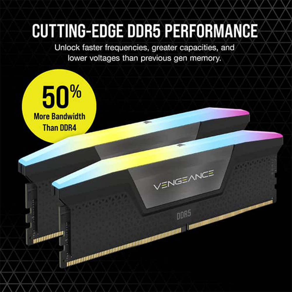 Mémoire Corsair Vengeance RGB 32GB ( 2 x 16GB ) DDR5 6000MHz 1.35v - Noir