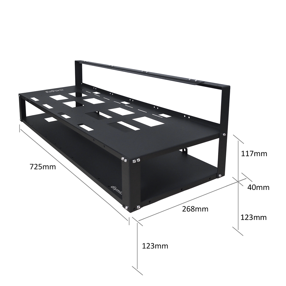 Cadre Rig Mining Ouvert Support 8 GPU Sans Ventilateur Pour l'extraction Crypto Monnaie