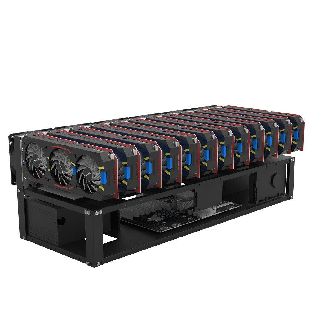 Cadre Rig Mining Ouvert Support 12 GPU Sans Ventilateur Pour l'extraction Crypto Monnaie