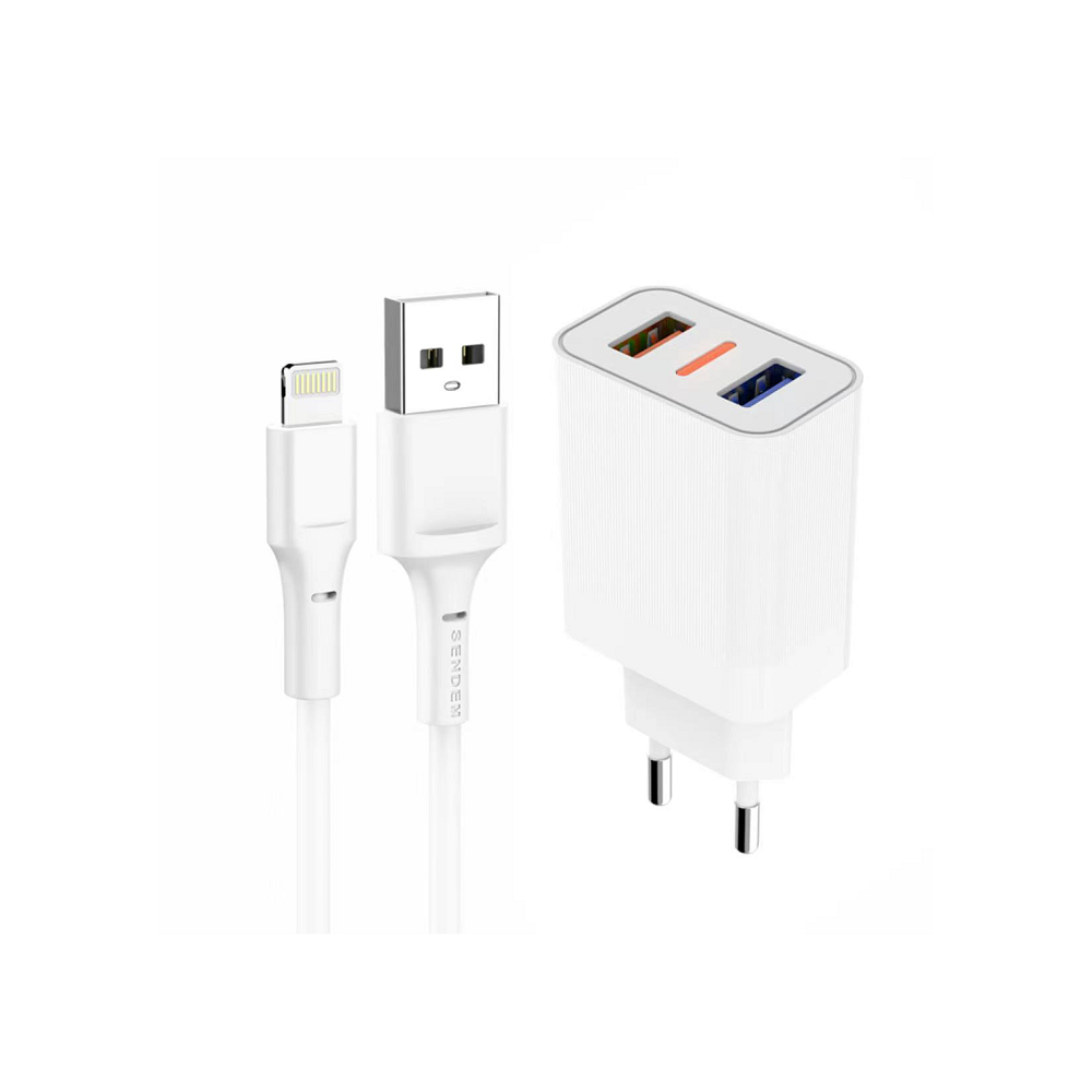 Kit Chargeur Prise Secteur Lightning Charge Rapide USB A 2.4A 12W