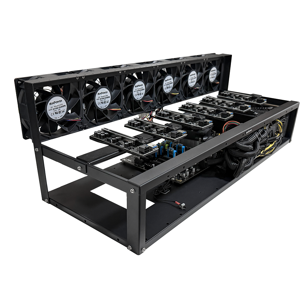 Rig Minage Plateforme Ouverte Sans GPU 3200W - Compatible avec 6 GPU PCIe 16Pin uniquement