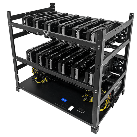 Rig Minage Plateforme Ouverte Avec 12GPU RTX 4060 - 5200W - 8G Ram - 500Go SSD - 10 Fan
