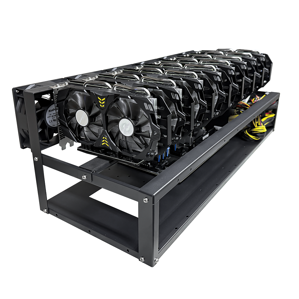 Rig Minage Plateforme Ouverte Avec 8 GPU RTX 3060 Ti - 8G Ram - 500G SSD - 2600W - 6 Fan