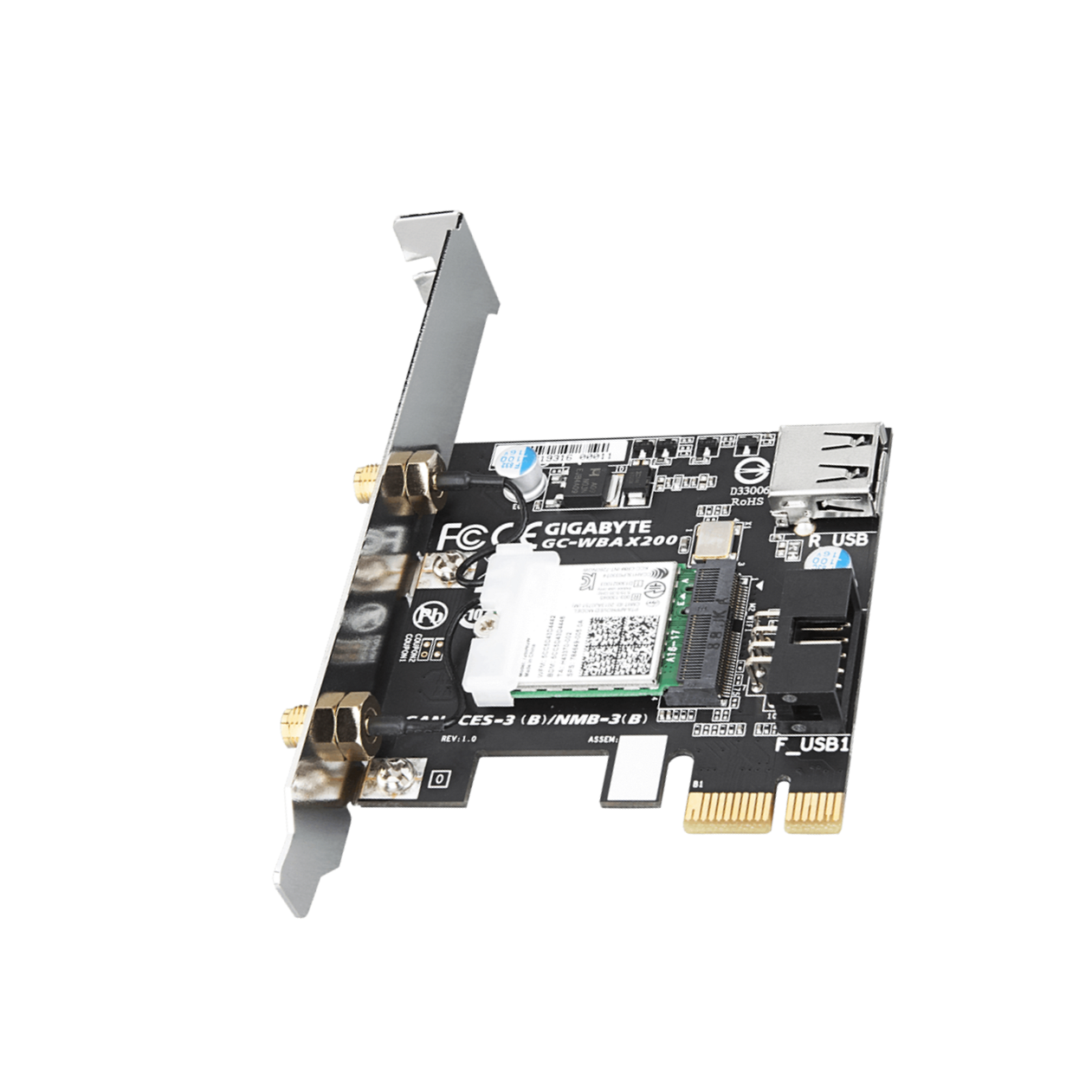 Gigabyte GC-WBAX200 Carte PCI Express sans fil Wi-Fi AC 2400Mbps + Bluetooth 5.1