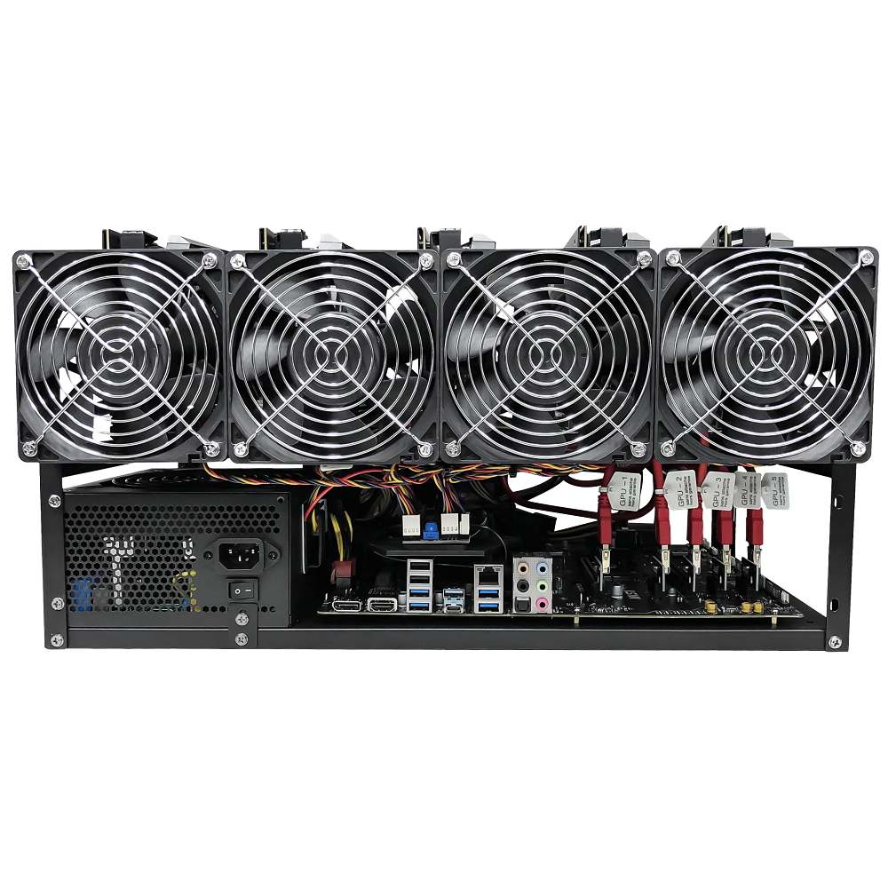 Rig Minage Plateforme Ouverte Avec 5 GPU RTX 4070 - 2600W - 8G Ram - 500G SSD - 4 Fan