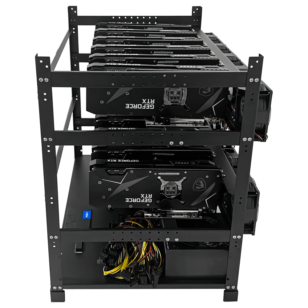 Rig Minage Plateforme Ouverte Avec 12GPU RTX 4060 Ti - 5200W - 8G Ram - 500Go SSD - 10 Fan