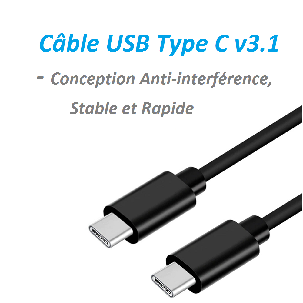 Kinpower Câble USB Type C-C v3.1 Mâle Mâle 1M