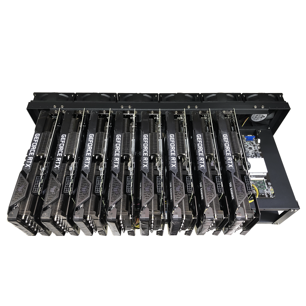 Rig Minage Plateforme Ouverte Avec 8 GPU RTX 4060 - 8G Ram - 500G SSD - 2000W - 6 Fan